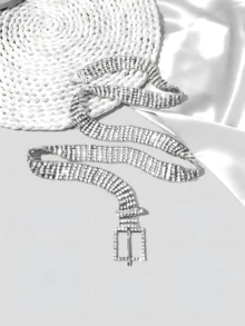 1 Pc Shiny Metallic Waist Chain, Party & Everyday Wear - Silver - View 5