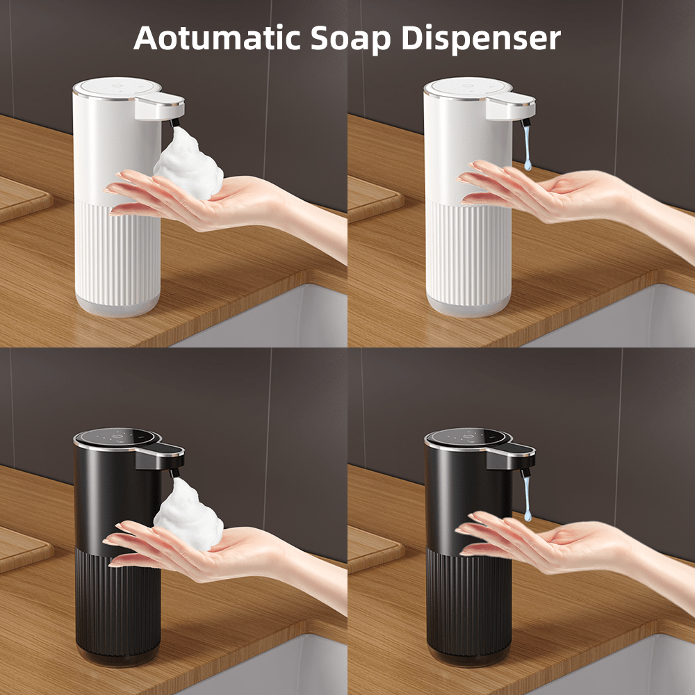 1pc 360ML Wall-Mounted Touchless Automatic Soap Dispenser, USB Rechargeable Smart Handwash & Dishwash Machine, IPX5 Waterproof & Moisture-Proof Body, 4-Level Battery Indicator, Long-Lasting Battery Life, ABS Material, Foam & Liquid Soap Options, Suitable For Kitchen, Bathroom, Hotel, School, Home & Holiday Gift, High-Tech Product