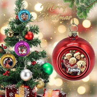 Customized Christmas Ornament With Photo, Christmas Decoration, Family Gathering Decor, Christmas Ornament, Birthday Decor, Gift For Family And Friends, Elegant, Meaningful Keepsake, Suitable For Various Holidays, Customized Photo Ornament