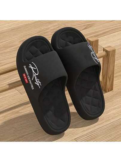 1 Pair Unisex Slip-On Slippers, Outdoor Sports Slides, Wear-Resistant, Breathable, Soft & Bouncy, Cool Beach Sandals, Couples Style, Suitable For Vacation (Buy One Size Up For More Comfort)