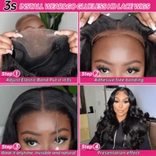 CEXXY 200% Glueless Body Wave Human Hair Wigs Wear And Go 7x5 Hd Lace Closure Wig - Natural Black - Xem 8