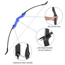 40LBS 53" Recurve Bows For Adults - Archery Takedown Bow And 6Pcs Arrow Set For Adults/Youth/Teens Beginners Target Practicing, Left & Right Handed - Blue - View 4