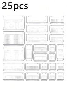 25pcs Clear Plastic Drawer Organizer Set, 4 Sizes Of Clear Drawer Organizers And Storage Bins For Cosmetic/Jewelry Dressers, Kitchen Gadgets Or Office Desks. Bathroom Drawer Organizer Tray With Anti-Slip Mat, Kitchen Storage Dividing Box, Box,Cabinet,Rack For Outdoor Storage