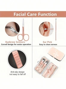 7件套粉色旅行美甲套装，印有百合花和A-Z字母图案。这款宽敞的美甲收纳盒包含不锈钢工具、一把超锋利防溅指甲钳，设计经典。非常适合随身携带美甲护理必需品，例如旅行、户外活动、寄宿学校、居家使用，也可作为圣诞礼物。 - 彩色 - 查看 6