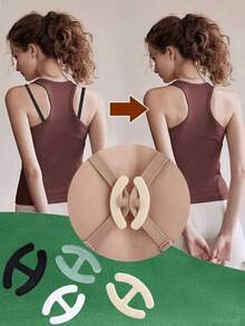 4 piezas/2 piezas Clips para tirantes de sujetador con forma de flor, accesorios invisibles antideslizantes para sujetadores de mujer, hebillas antideslizantes invisibles para lencería - Tirantes cruzados, hebilla transparente, antideslizante