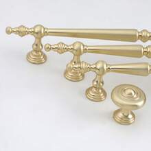 Puxador de Gabinete Estilo Francês Dourado, Moderno Minimalista Nórdico de Liga de Zinco, Botão Redondo, Ferragem de Móveis para Gaveta, Guarda-roupa, Porta de Armário de Cozinha - Furo Único / 96mm / 128mm / 192mm - Dourado - Visão 4