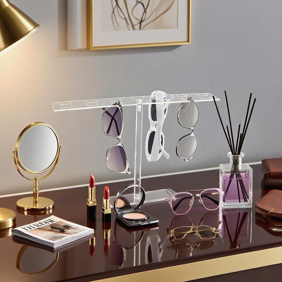 14-Hole Transparent Acrylic Fashion Glasses Holder, Large Capacity Eyewear Storage Rack For Desktop - Clear - View 1