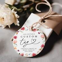 100 个装定制圆形婚礼标签（1.5 英寸/2 英寸/2.5 英寸/3 英寸/3.5 英寸），带绳，圆形标签，印刷婚礼回礼标签，感谢您与我们一同庆祝。 - 3 Inches(100pcs) - 查看 9