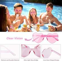 Heart-Shaped Glasses, Black Fashionable Frameless Heart-Shaped Glasses, Funny Heart-Shaped Glasses Suitable For Party Favors, Christmas - Black - View 3