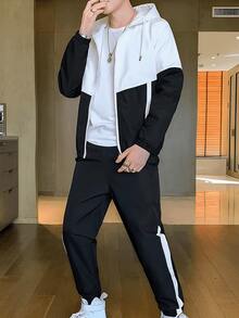 Colorblock  Plain    Spring/Fall    Regular Fit    Pocket  Drawstring  Knot - màu đen - Xem 1