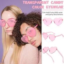 Heart-Shaped Glasses, Black Fashionable Frameless Heart-Shaped Glasses, Funny Heart-Shaped Glasses Suitable For Party Favors, Christmas - Black - View 6