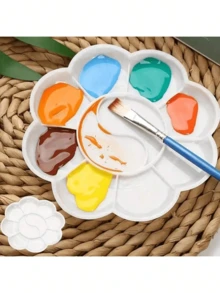 20/35/50pcs Mini Flower Shaped Plastic Painting Palettes - Art Oil Painting Trays For Watercolor, Acrylic And Oil Painting Mediums - White - View 4