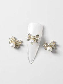 SAUA 10个蝴蝶美甲装饰品，闪亮白色仿珍珠金/银色蝴蝶美甲装饰，3D蝴蝶美甲饰品，DIY美甲宝石礼物，适合女孩亚克力美甲用品 - 彩色 - 查看 7