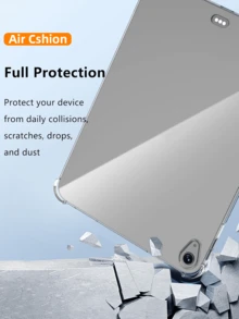 Juego de funda protectora para tableta 2 en 1: 1 protector de pantalla de vidrio templado resistente a los arañazos + 1 funda protectora de silicona TPU anti-golpes y anti-arañazos, compatible con iPad/MatePad/Honor Pad/Tab/Mi Redmi/Galaxy Tab, empaque protector grueso - Transparente - transparente - Ver 2