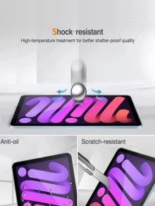 Juego de funda protectora para tableta 2 en 1: 1 protector de pantalla de vidrio templado resistente a los arañazos + 1 funda protectora de silicona TPU anti-golpes y anti-arañazos, compatible con iPad/MatePad/Honor Pad/Tab/Mi Redmi/Galaxy Tab, empaque protector grueso - Transparente - transparente - Ver 8