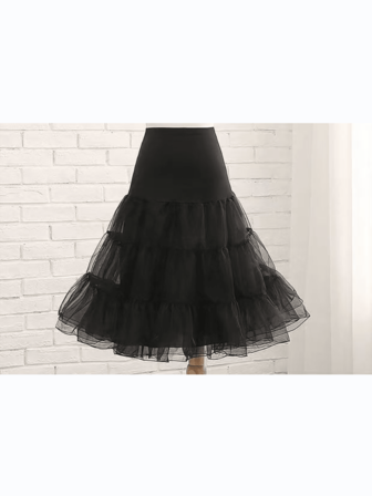 1 件纯色休闲 60 厘米洛丽塔衬裙，日常穿着无骨欧根纱衬裙，适合洛丽塔/角色扮演秋季服装的蓬松衬裙，女士