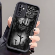 Religious Personalized Jesus Cross Pattern Shockproof Phone Case, Thick Anti-Slip Protective Cover Compatible With IPhone, Compatible With Honor, Compatible With Redmi, Compatible With Galaxy,International Version, Not The Domestic Version - Black - View 3