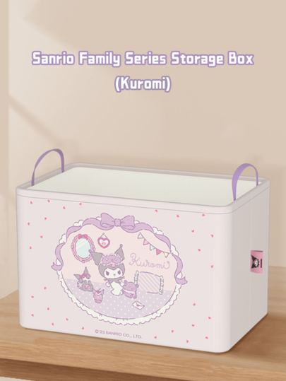 Sanrio Family Series Kuromi Storage Box, Fold-Flat Design, Splash-Proof Fabric, Moisture-Blocking Base, Collapses For Compact Packing, Perfect For Closet Shelves, Desk Drawers, Dorm Rooms, Camping Gear, RV Storage, Toy Bins Or Craft Supplies, Lightweight Carry Handles, Reinforced Seams, Kawaii Kuromi Print, Stackable, Gift-Ready For Sanrio Collectors, Space-Saving Home & Office Organizer