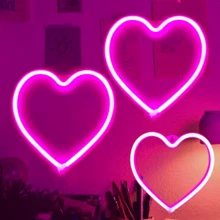 1pc Heart Shaped Neon Sign Light, Neon Heart Wall Decor, Home Decor, Holiday Decor, Battery Or USB Powered LED Neon Heart Light, Suitable For Birthday Party, Celebration, Proposal, Anniversary, Valentine's Day, Mother's Day, Halloween, Christmas And Other Holidays Decoration And Gift - White - View 2