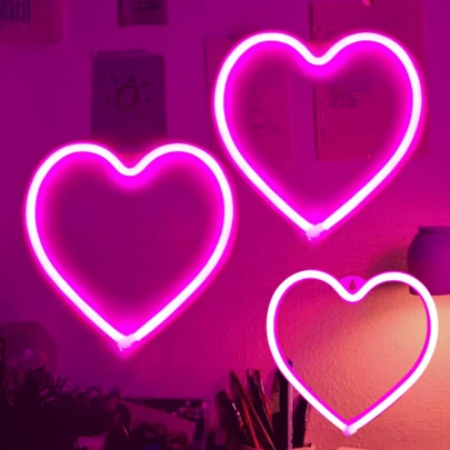 1pc Heart Shaped Neon Sign Light, Neon Heart Wall Decor, Home Decor, Holiday Decor, Battery Or USB Powered LED Neon Heart Light, Suitable For Birthday Party, Celebration, Proposal, Anniversary, Valentine's Day, Mother's Day, Halloween, Christmas And Other Holidays Decoration And Gift