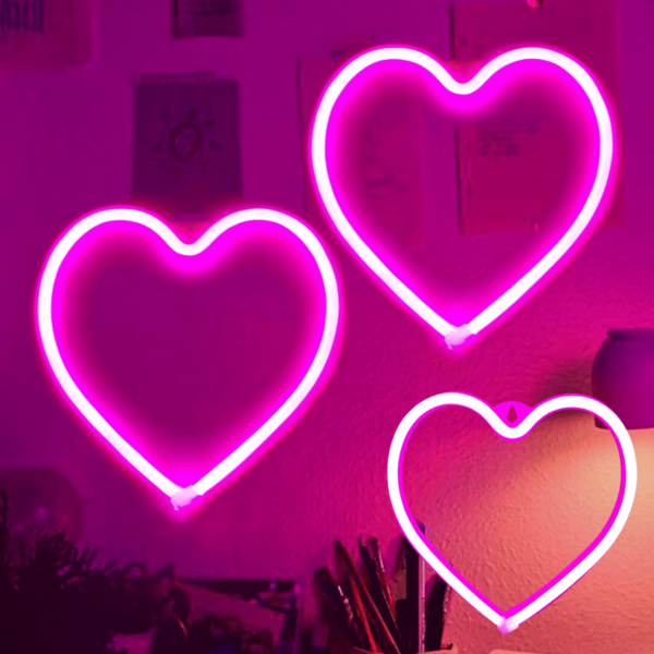 1 pieza Letrero de neón con forma de corazón, decoración de pared de neón en forma de corazón, decoración del hogar, decoración festiva, luz de neón con corazón LED alimentada por batería o USB, adecuada para fiesta de cumpleaños, celebración, propuesta, aniversario, Día de San Valentín, Día de la Madre, Halloween, Navidad y otras decoraciones y regalos festivos