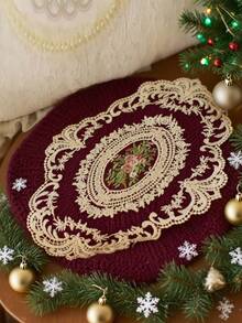 1/2/4Pcs Vintage French Elegant Lace Placemat, Hand Embroidered Table Mat & Chinese Style Tablecloth, Dining Table Room Decor, For Wedding Party Christmas Holiday Ornament, Autumn Household Essentials & Exquisite Gift - Multicolor - View 5