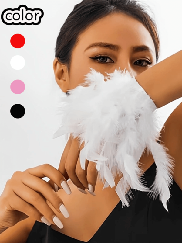 2pcs/1pc Bohemian Style Faux Feather Bridal Bracelet - Elegant, Charming, Luxurious, Fashionable Bracelet Accessory For Women - Suitable For Parties, Gatherings, Dates, Festivals, Cosplay, Photography, Dance Performances, Wedding Decorations, Gifts For Friends [Halloween, Christmas, Back To School Season]