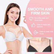 可重复使用胸垫硅胶透明去除贴片面部皮肤护理胸垫美容和个人护理工具亲肤胸部皱纹贴片，自粘式隔夜胸部贴片，使您的皮肤焕发活力 - 减少女性和女孩的衰老迹象