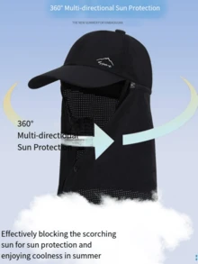 Gorra de béisbol con chal desmontable para hombres, sombrero de protección solar transpirable para exteriores con chal para el verano, pesca