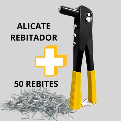 Rebitadeira Manual Profissional Alicate Rebitador 9,5 pol 24cm 4 Bicos + 50 Rebites
