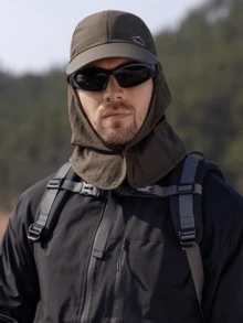 Gorra de béisbol con chal desmontable para hombres, sombrero de protección solar transpirable para exteriores con chal para el verano, pesca