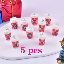 5pcs/10pcs Charming Cute Snowflake Coffee Cup Pendant Resin Small Decorations, Resin Ornaments Micro Items Junk Charms, DIY Handmade Jewelry Making Bracelet Necklace Earrings Amulet, Daily Holiday Hanging Decor Accessories, Keychain Making Key Ring Bag Charm Necklace Ornament Phone Charm, Christmas Decoration Wallet Ornament And Accessories - Multicolor - View 6