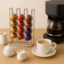 Soporte para cápsulas de café de acero inoxidable – Organizador vertical de gran capacidad para cafetera, ahorro de espacio - Plateado - Ver 3