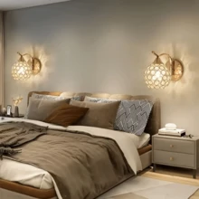 Modern Luxury Crystal Round Wall Sconce Light Gold - Vàng - Xem 3