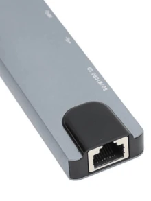 Hub Adaptador Tipo C 6 Em 1 Sd Rj45 para Notebook E Computador 2 Usb Type C 2 - Cinza - Visão 4