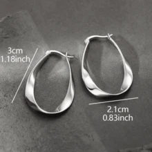 Sterling Silver Post Earrings Mobius Twist Hoop Earrings – Lightweight Spiral Hoops For Women, Everyday Chic Design 0.83Inc1.22IN - Silver - View 2