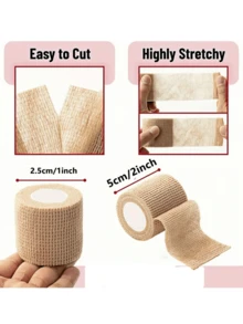 3 Rolls Self-Adhesive Elastic Bandage - Elastic Sports Tape, Available In Multiple Colors And Sizes, Suitable For Wrist, Ankle, Finger And Toe Support, Ideal Fitness Accessory For Sports And Outdoor Activities, Can Be Used With Nude Sports Tape And Medical Gauze For Secure Fixation And Injury Prevention.