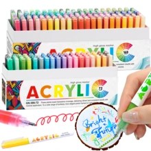 72/168 kolorów markerów akrylowych o wysokim połysku, 1 mm końcówka do pisaków akrylowych, jasne kolory, duża pojemność tuszu, szeroki zakres zastosowań, do malowania skał, płótna, drewna, szkła, ceramiki, tkanin, plastiku, jajek, zestaw akcesoriów malarskich