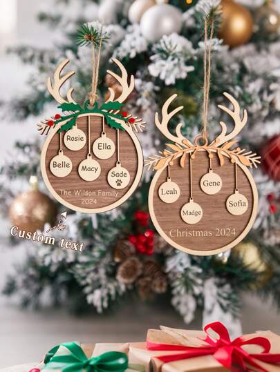 Personalized Family Christmas Ornament,Wooden Family Ornament,Family Name Ornament,Christmas Tree Hanging Ornament,Holiday Decor,Family Gift