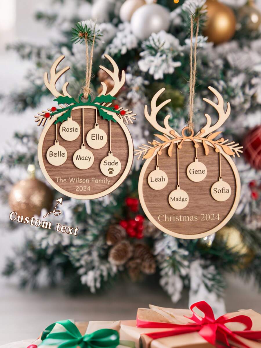 Personalized Family Christmas Ornament,Wooden Family Ornament,Family Name Ornament,Christmas Tree Hanging Ornament,Holiday Decor,Family Gift,Elegant Living,Artful Living