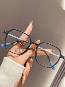 1 Paar unisex lässige quadratische Rahmen Nieten TR Brille, hochwertige Anmutung, geeignet für Bühnenauftritte, Modekleidung, Ausstrahlung von Raffinesse