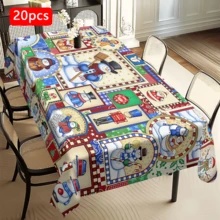 1/20 件圣诞桌布 - 带雪人的长方形桌布，圣诞树图案印花桌布，适合家庭、餐厅和派对装饰，圣诞桌面装饰，圣诞氛围装饰。 - 彩色 - 查看 11