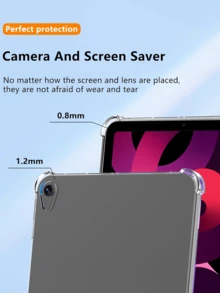 Juego de funda protectora para tableta 2 en 1: 1 protector de pantalla de vidrio templado resistente a los arañazos + 1 funda protectora de silicona TPU anti-golpes y anti-arañazos, compatible con iPad/MatePad/Honor Pad/Tab/Mi Redmi/Galaxy Tab, empaque protector grueso - Transparente - transparente - Ver 3