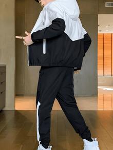 Colorblock  Plain    Spring/Fall    Regular Fit    Pocket  Drawstring  Knot - màu đen - Xem 2