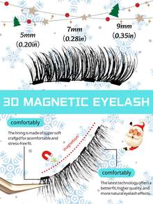 Femgxiu 1套4根磁性睫毛 - 自然轻盈可重复使用假睫毛，强磁吸附，3D卷翘蓬松狐狸眼效果，快速上眼，最快5秒即可上妆，7-12mm仿貂毛睫毛 - 黑色 - 查看 6