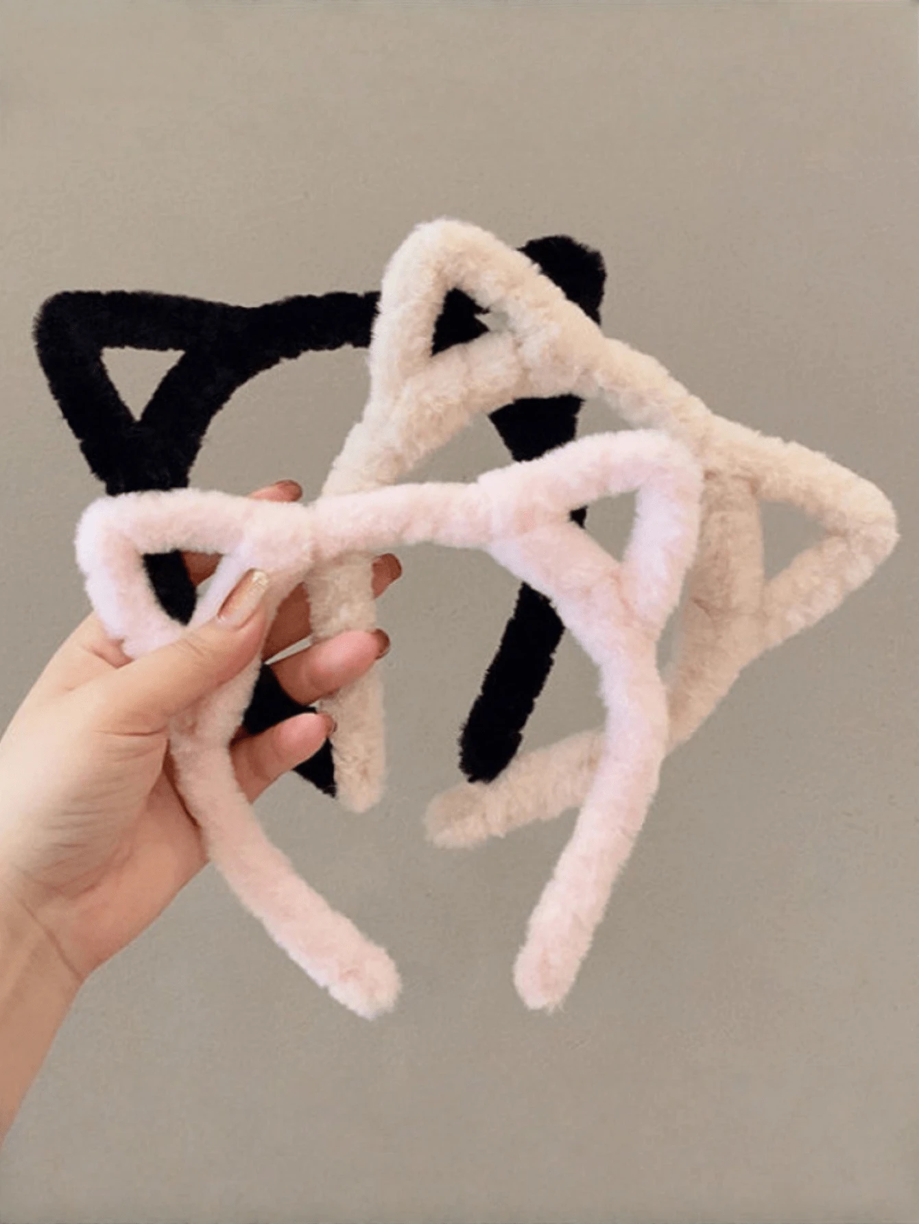 5个猫耳发箍，百搭女士发饰，适合秋冬季节佩戴 - 彩色 - 查看 1