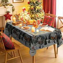 1/20 chiếc khăn trải bàn bằng polyester Giáng sinh cổ điển có họa tiết ngôi nhà và ông già Noel, thích hợp cho nhà hàng, nhà bếp và tiệc tùng, dệt, trang trí tiệc Giáng sinh, thích hợp cho trong nhà và ngoài trời, phụ kiện nhà bếp, ý tưởng quà tặng - Nhiều màu - Xem 5