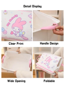 Sanrio 家庭系列肉桂卷收纳盒，折叠式设计，防溅面料，防潮底座，可折叠以便紧凑包装，非常适合放在壁橱架子、书桌抽屉、宿舍、露营装备、房车存储、玩具箱或工艺品用品中，轻质手柄，加固接缝，可爱肉桂卷印花，可堆叠，适合 Sanrio 收藏家作为礼物，节省空间的家居和办公室收纳盒 - Cinnamoroll-藍色 - 查看 10