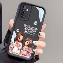 Funda de teléfono a prueba de golpes con lema inspirador religioso de dibujos animados, cubierta protectora antideslizante compatible con iPhone, Honor, Redmi, Galaxy - Negro - Ver 2