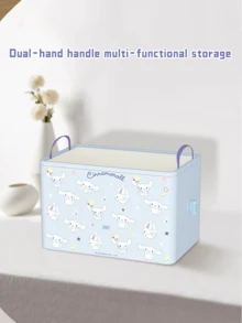 Sanrio 家庭系列肉桂卷收纳盒，折叠式设计，防溅面料，防潮底座，可折叠以便紧凑包装，非常适合放在壁橱架子、书桌抽屉、宿舍、露营装备、房车存储、玩具箱或工艺品用品中，轻质手柄，加固接缝，可爱肉桂卷印花，可堆叠，适合 Sanrio 收藏家作为礼物，节省空间的家居和办公室收纳盒 - Cinnamoroll-藍色 - 查看 4
